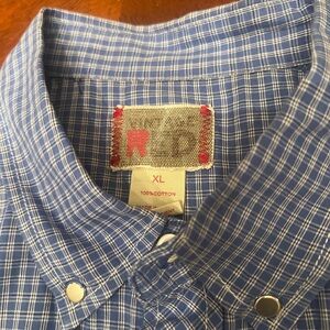 Vintage Red Blue Casual Button Down Shirt